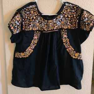 Madewell floral embroidered top